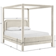 Bowery Hill Contemporary Cream Velvet Upholstered Queen Canopy Bed