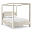 Bowery Hill Contemporary Cream Velvet Upholstered Queen Canopy Bed