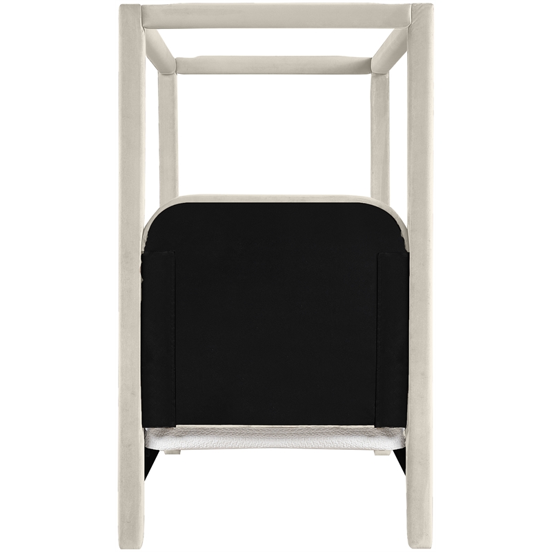 Bowery Hill Contemporary Cream Velvet Upholstered Twin Canopy Bed