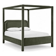 Bowery Hill Contemporary Green Velvet Upholstered Full Canopy Bed