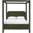 Bowery Hill Contemporary Green Velvet Upholstered King Canopy Bed