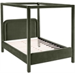 Bowery Hill Contemporary Green Velvet Upholstered King Canopy Bed