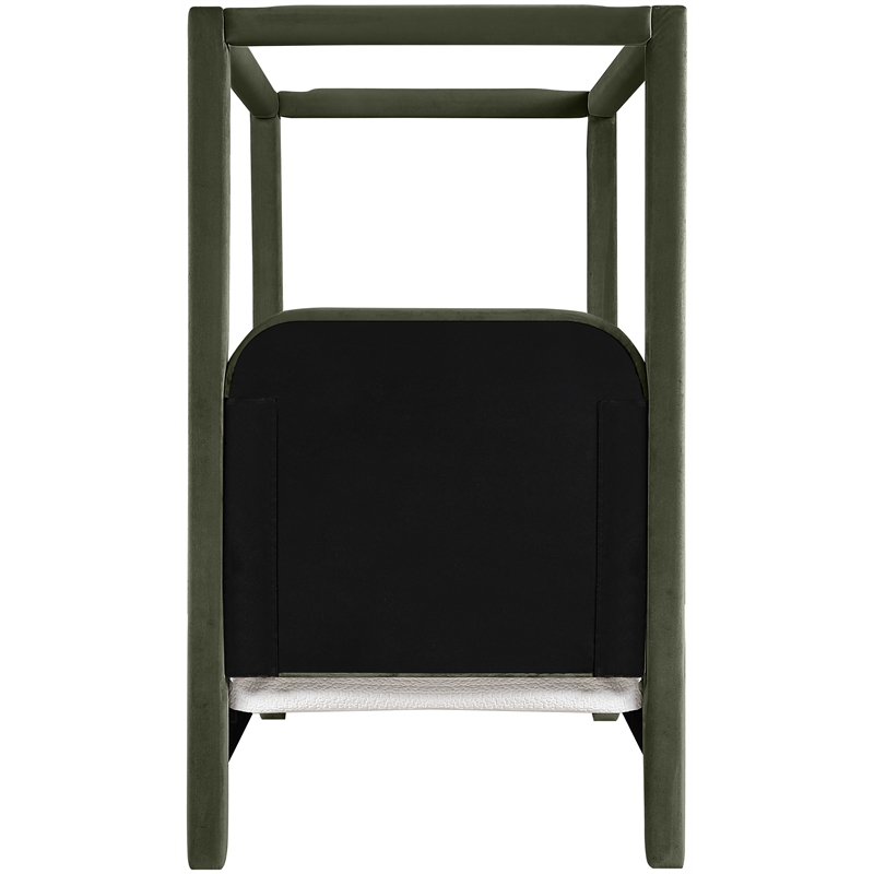 Bowery Hill Contemporary Green Velvet Upholstered Twin Canopy Bed