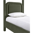 Bowery Hill Contemporary Green Velvet Upholstered Twin Canopy Bed