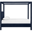 Bowery Hill Contemporary Navy Velvet Upholstered Queen Canopy Bed