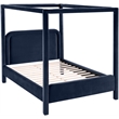 Bowery Hill Contemporary Navy Velvet Upholstered Queen Canopy Bed