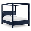 Bowery Hill Contemporary Navy Velvet Upholstered Queen Canopy Bed