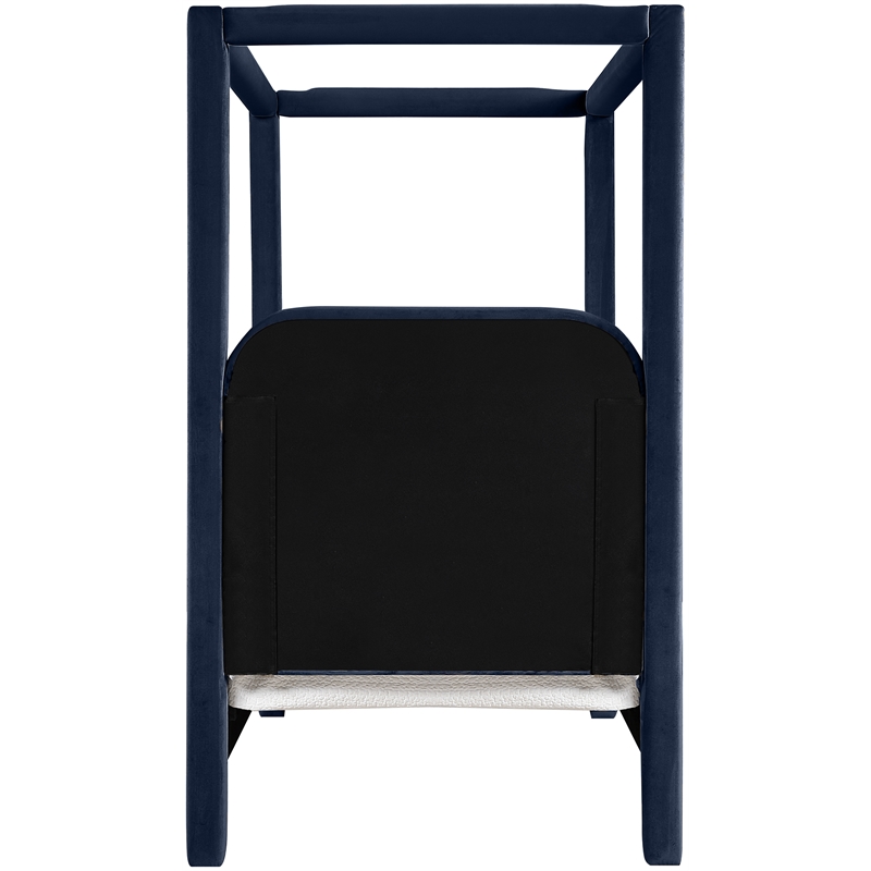 Bowery Hill Contemporary Navy Velvet Upholstered Twin Canopy Bed
