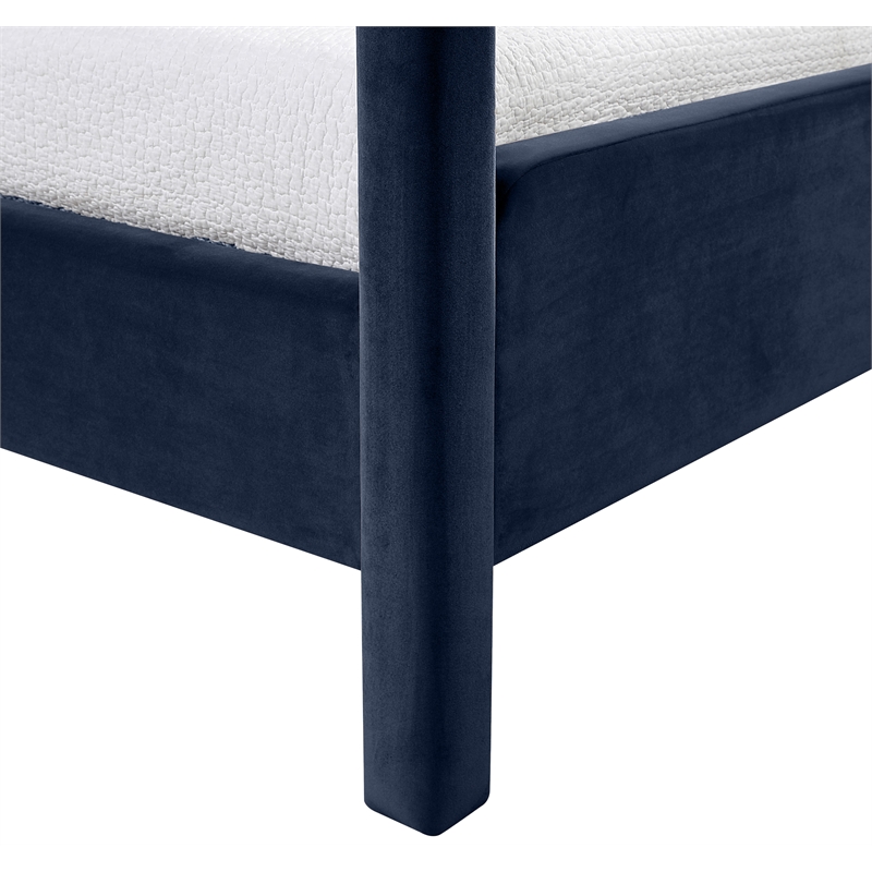 Bowery Hill Contemporary Navy Velvet Upholstered Twin Canopy Bed