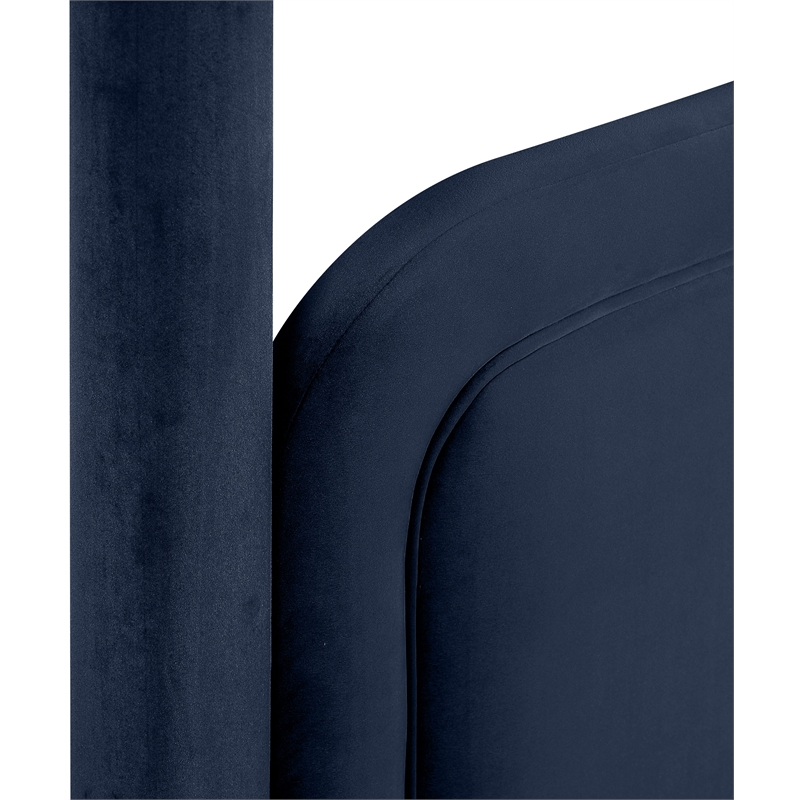 Bowery Hill Contemporary Navy Velvet Upholstered Twin Canopy Bed