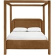 Bowery Hill Contemporary Saddle Velvet Upholstered King Canopy Bed