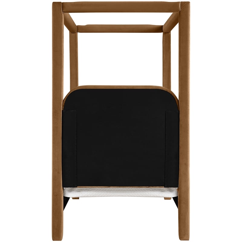 Bowery Hill Contemporary Saddle Velvet Upholstered Twin Canopy Bed