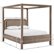 Bowery Hill Contemporary Taupe Velvet Upholstered Full Canopy Bed