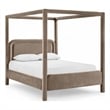 Bowery Hill Contemporary Taupe Velvet Upholstered King Canopy Bed