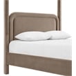 Bowery Hill Contemporary Taupe Velvet Upholstered Queen Canopy Bed