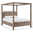 Bowery Hill Contemporary Taupe Velvet Upholstered Queen Canopy Bed