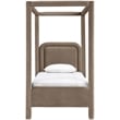 Bowery Hill Contemporary Taupe Velvet Upholstered Twin Canopy Bed