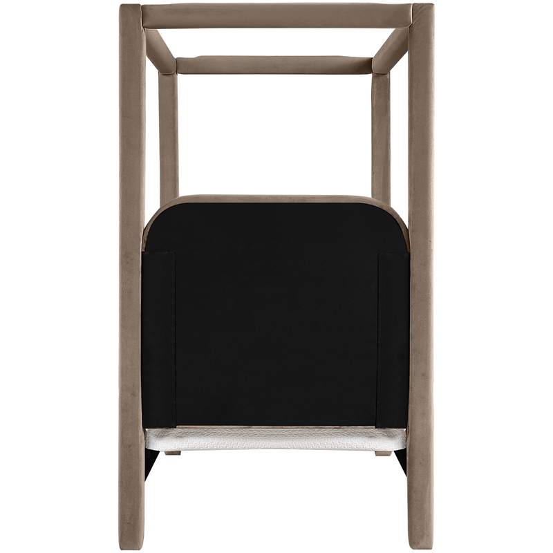 Bowery Hill Contemporary Taupe Velvet Upholstered Twin Canopy Bed