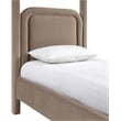 Bowery Hill Contemporary Taupe Velvet Upholstered Twin Canopy Bed