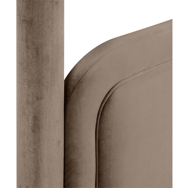 Bowery Hill Contemporary Taupe Velvet Upholstered Twin Canopy Bed