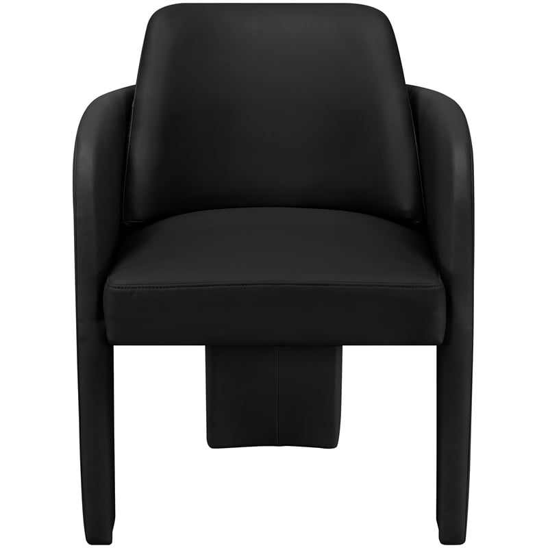 Bowery Hill Contemporary Black Vegan Leather Upholstered Dining Chair