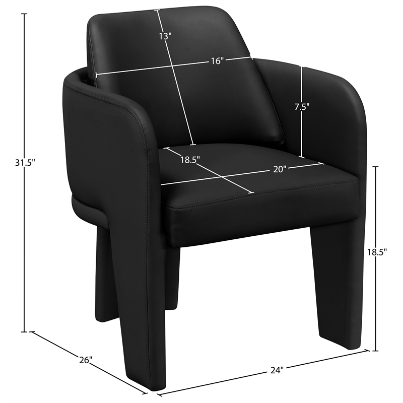 Bowery Hill Contemporary Black Vegan Leather Upholstered Dining Chair