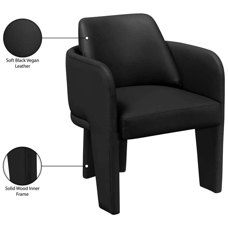 Bowery Hill Contemporary Black Vegan Leather Upholstered Dining Chair