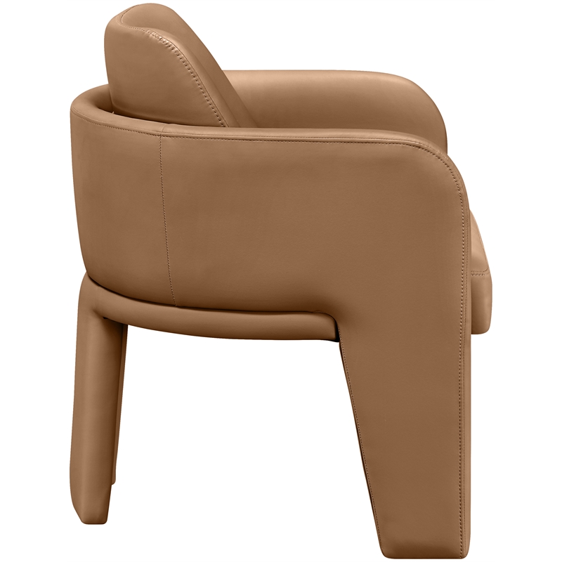 Bowery Hill Contemporary Cognac Vegan Leather Upholstered Dining Chair