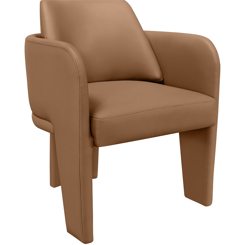 Bowery Hill Contemporary Cognac Vegan Leather Upholstered Dining Chair