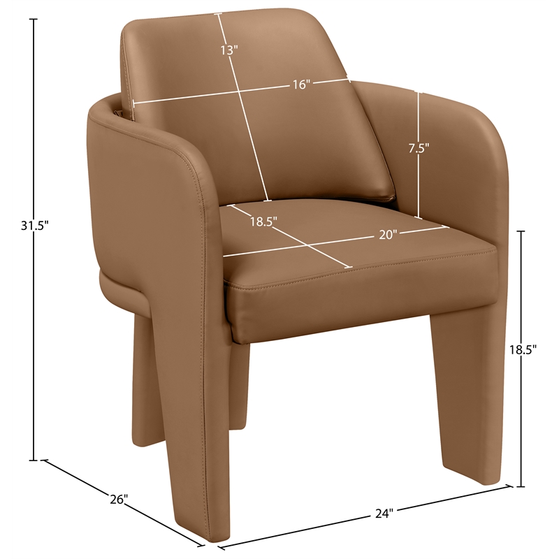 Bowery Hill Contemporary Cognac Vegan Leather Upholstered Dining Chair