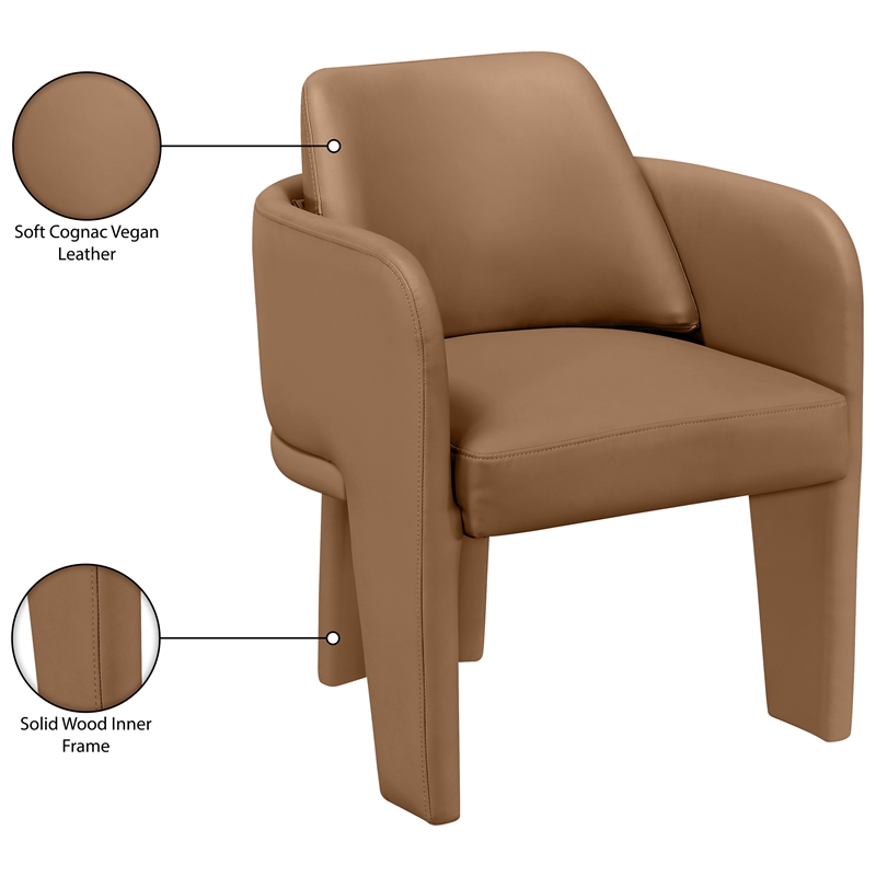Bowery Hill Contemporary Cognac Vegan Leather Upholstered Dining Chair