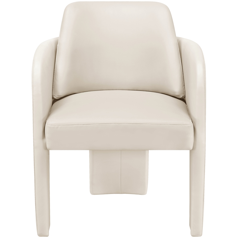 Bowery Hill Contemporary Cream Vegan Leather Upholstered Dining Chair