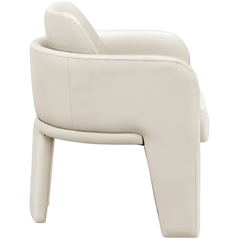 Bowery Hill Contemporary Cream Vegan Leather Upholstered Dining Chair