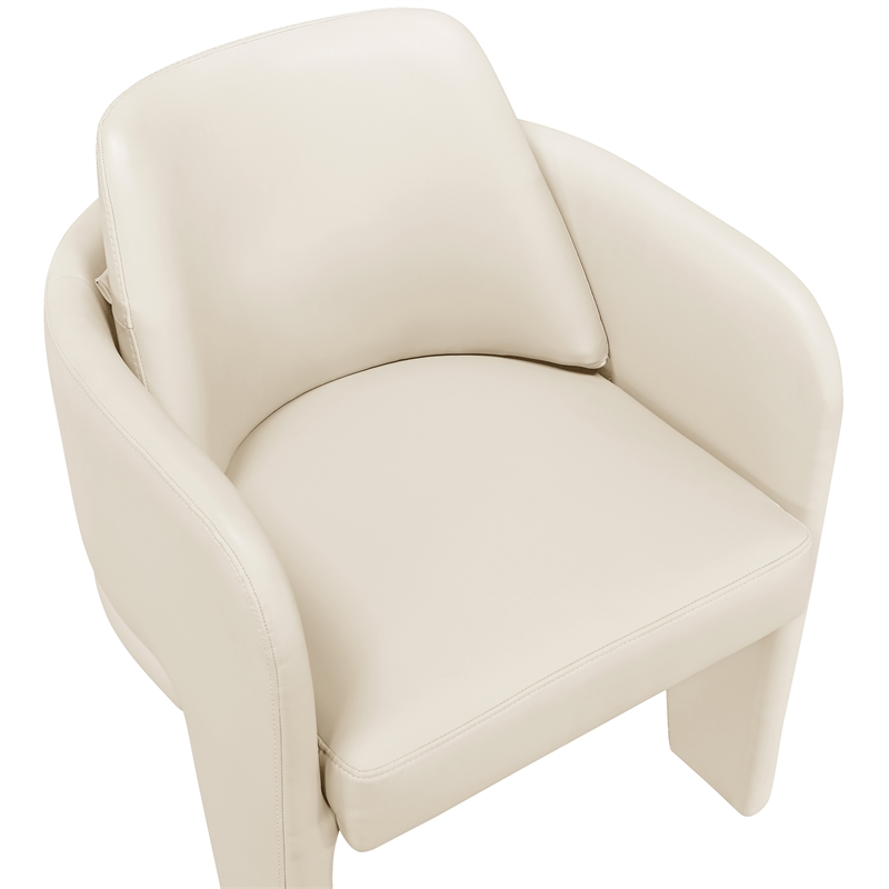 Bowery Hill Contemporary Cream Vegan Leather Upholstered Dining Chair