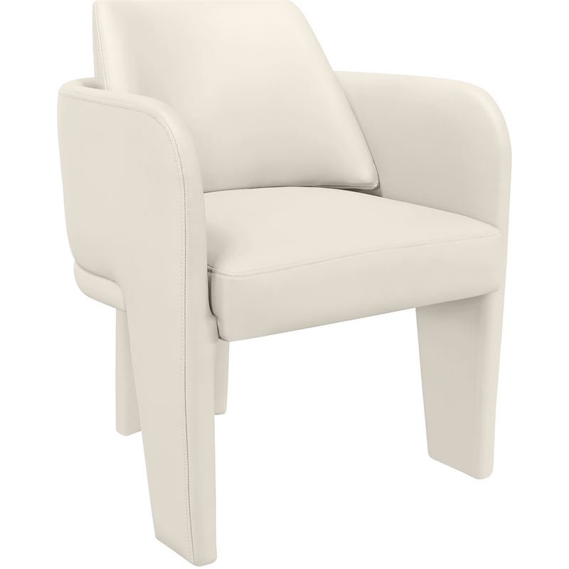 Bowery Hill Contemporary Cream Vegan Leather Upholstered Dining Chair