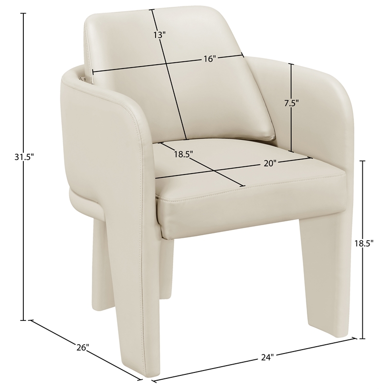 Bowery Hill Contemporary Cream Vegan Leather Upholstered Dining Chair