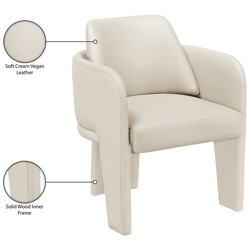 Bowery Hill Contemporary Cream Vegan Leather Upholstered Dining Chair
