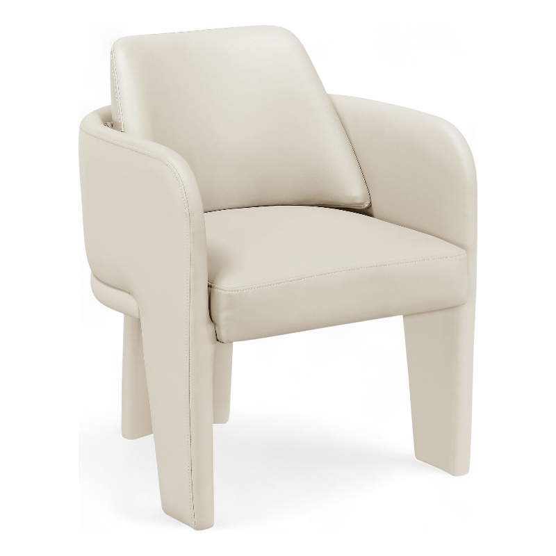 Bowery Hill Contemporary Cream Vegan Leather Upholstered Dining Chair