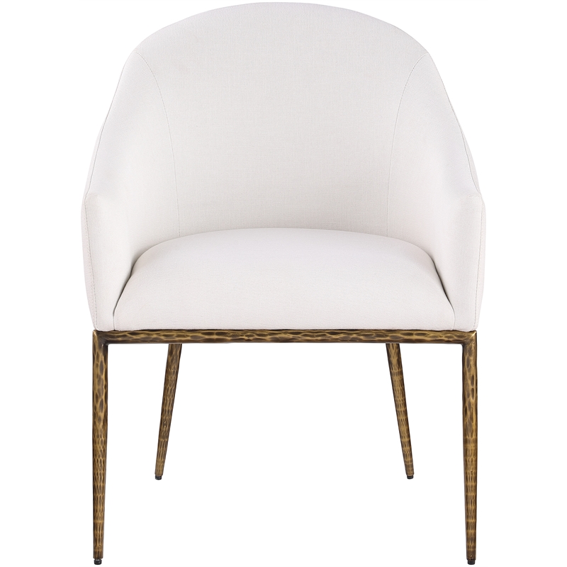 Bowery Hill Contemporary Cream Linen Textured Performance Fabric Dining AC