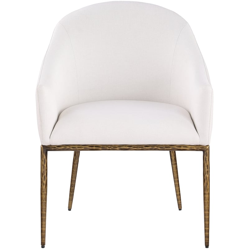 Bowery Hill Contemporary Cream Linen Textured Performance Fabric Dining AC