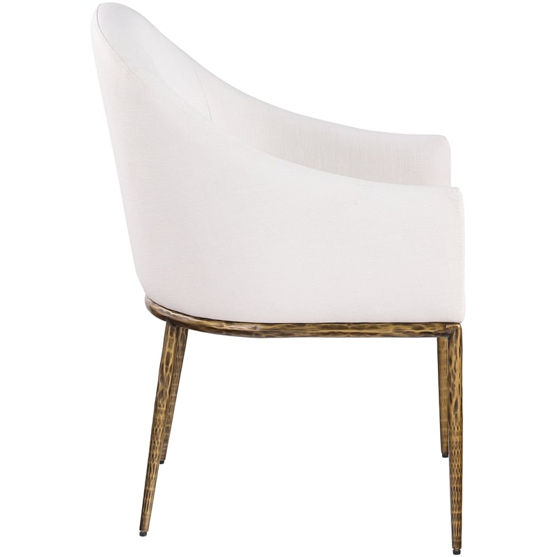 Bowery Hill Contemporary Cream Linen Textured Performance Fabric Dining AC