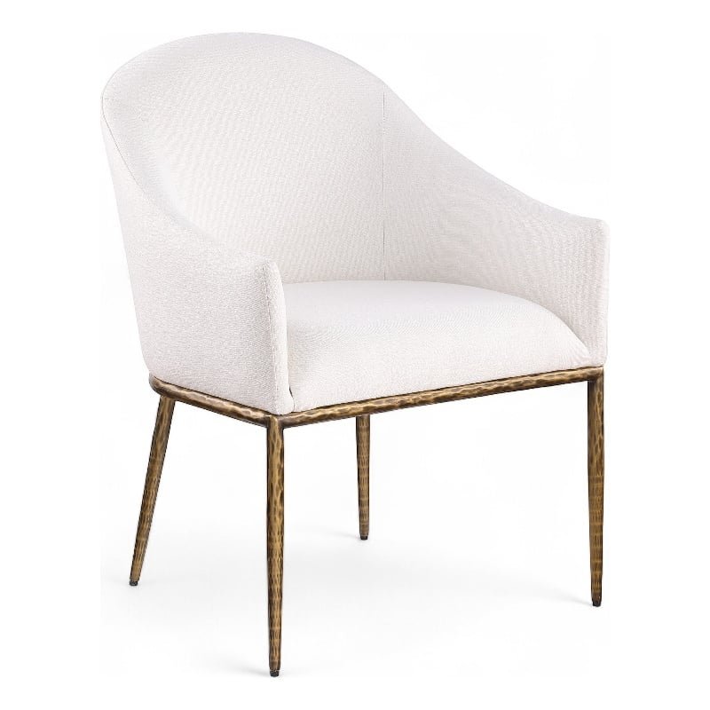 Bowery Hill Contemporary Cream Linen Textured Performance Fabric Dining AC
