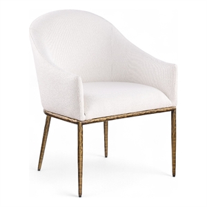 Bowery Hill Contemporary Cream Linen Textured Performance Fabric Dining AC