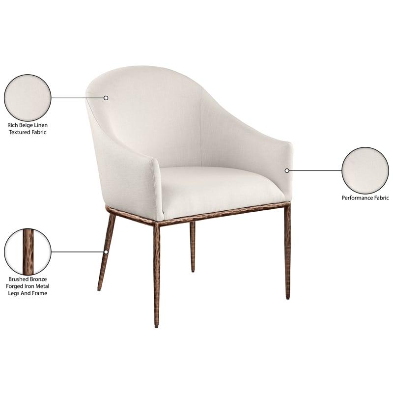 Bowery Hill Contemporary Beige Linen Textured Performance Fabric Dining AC