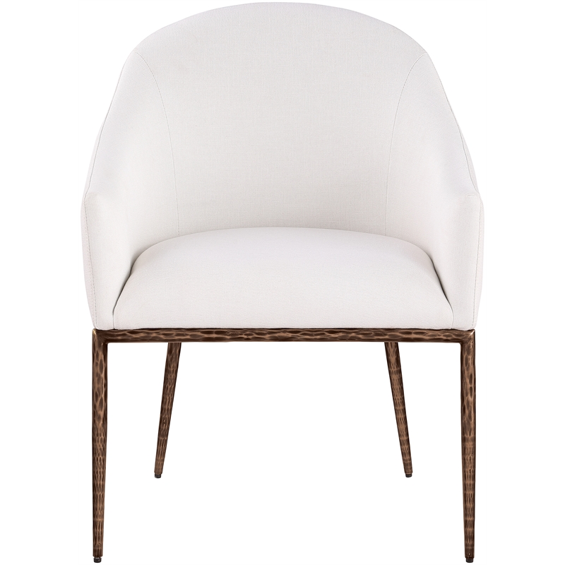 Bowery Hill Contemporary Cream Linen Textured Performance Fabric Dining AC