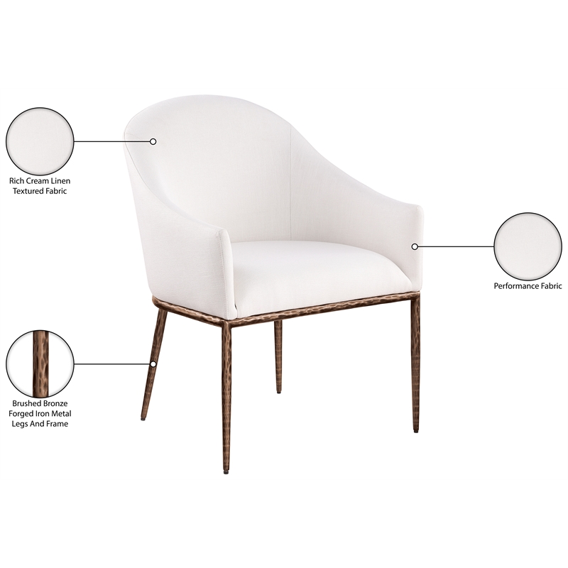 Bowery Hill Contemporary Cream Linen Textured Performance Fabric Dining AC