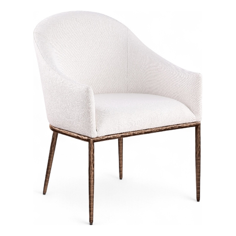 Bowery Hill Contemporary Cream Linen Textured Performance Fabric Dining AC