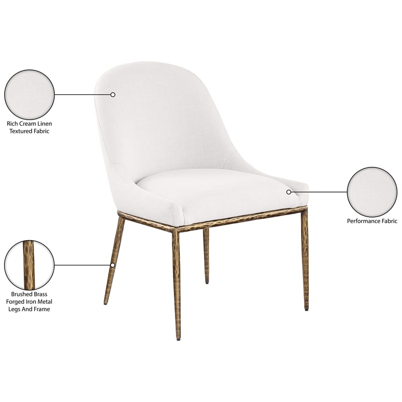 Bowery Hill Contemporary Cream Linen Textured Performance Fabric Dining SC