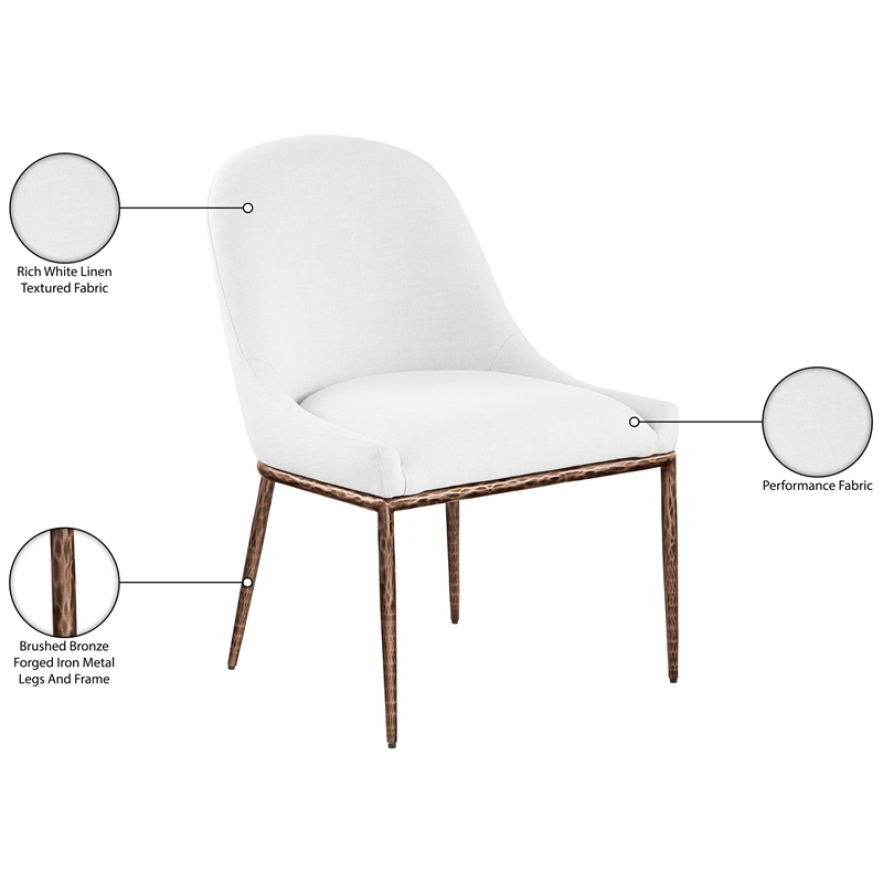 Bowery Hill Contemporary White Linen Textured Performance Fabric Dining SC