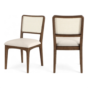 Bowery Hill Contemporary Cream Vegan Leather Dining Chair (Set of 2)